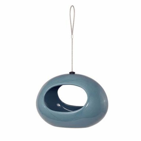 Blue Round Ceramic Bird Feeder