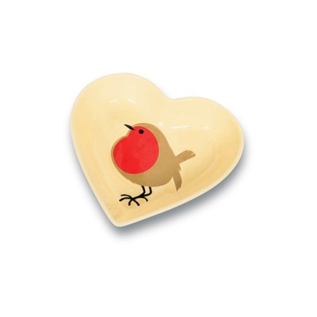 Heart-Shaped Robin Ceramic Feeder